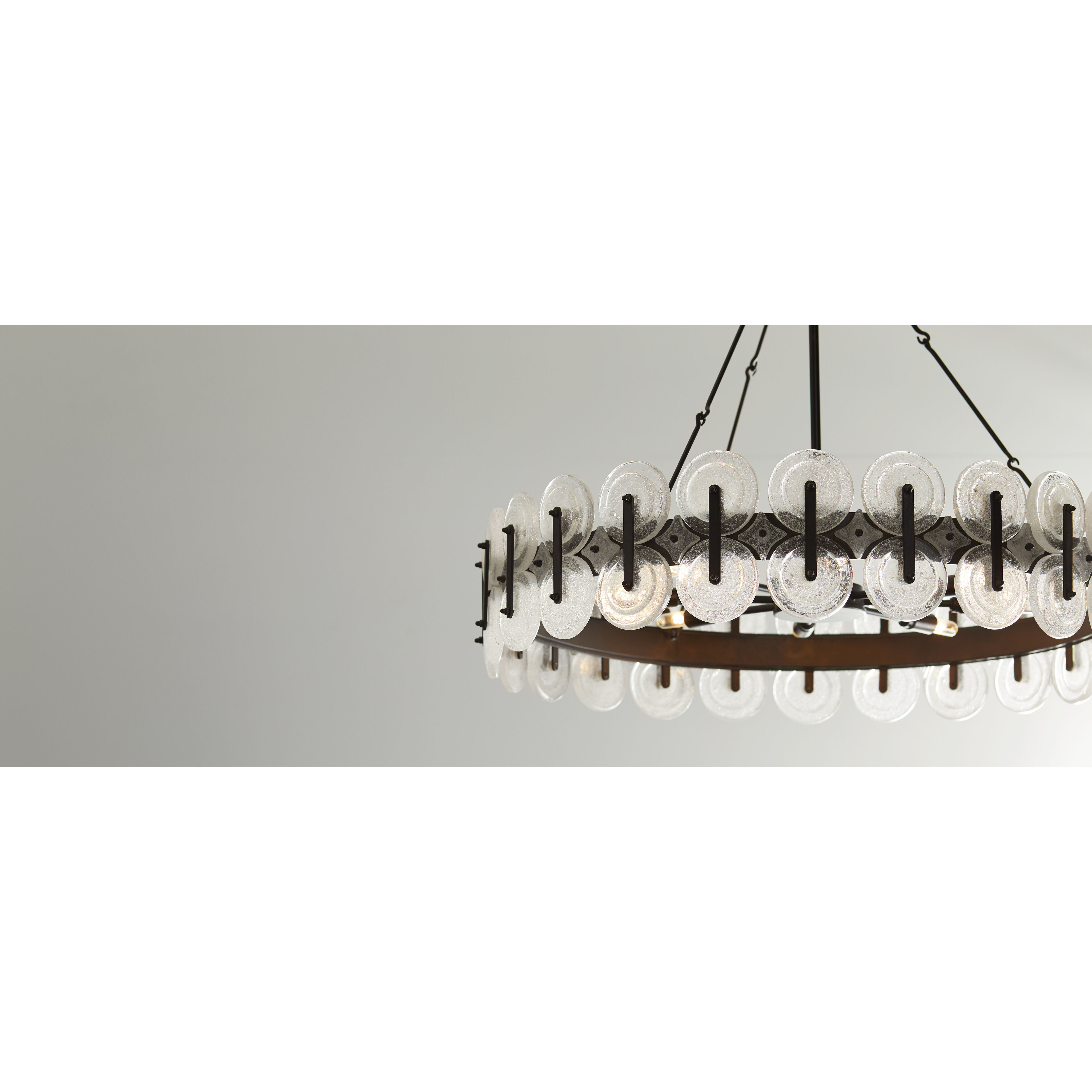Rondelle 8 Light 31 inch Blackened Iron Chandelier Ceiling Light